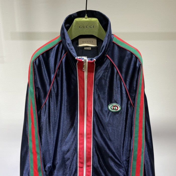 Gucci Shiny jersey jacket with Web 655341