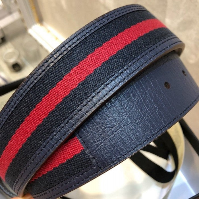 Gucci Stripe Leather Belt Blue Red