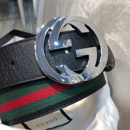 Gucci Stripe Leather Belt Green Red