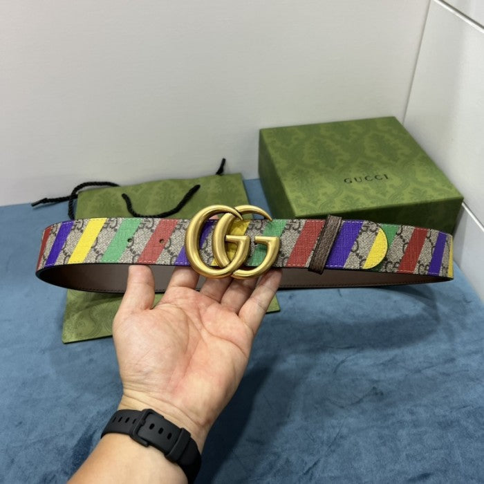 Gucci Striped belt with Double G ý709985