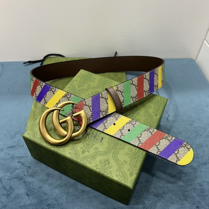 Gucci Striped belt with Double G ý709985