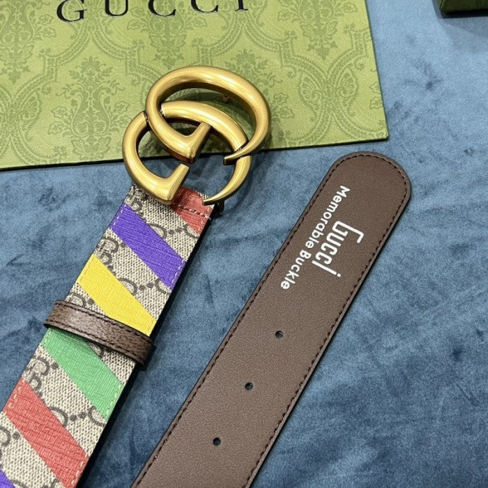 Gucci Striped belt with Double G ý709985