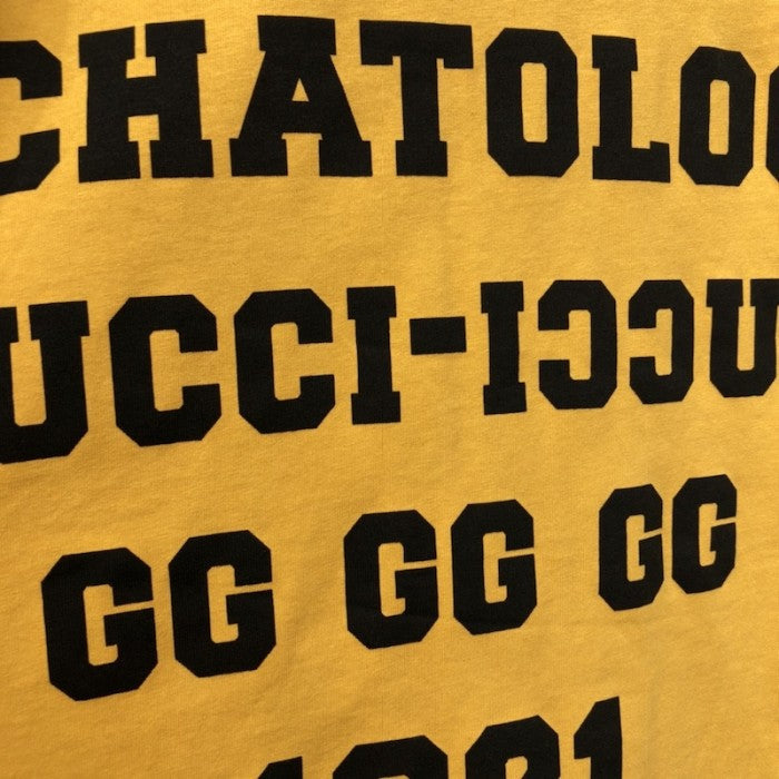 Gucci T-shirt with '25 Gucci Eschatology and Blind for Love 1921' print yellow