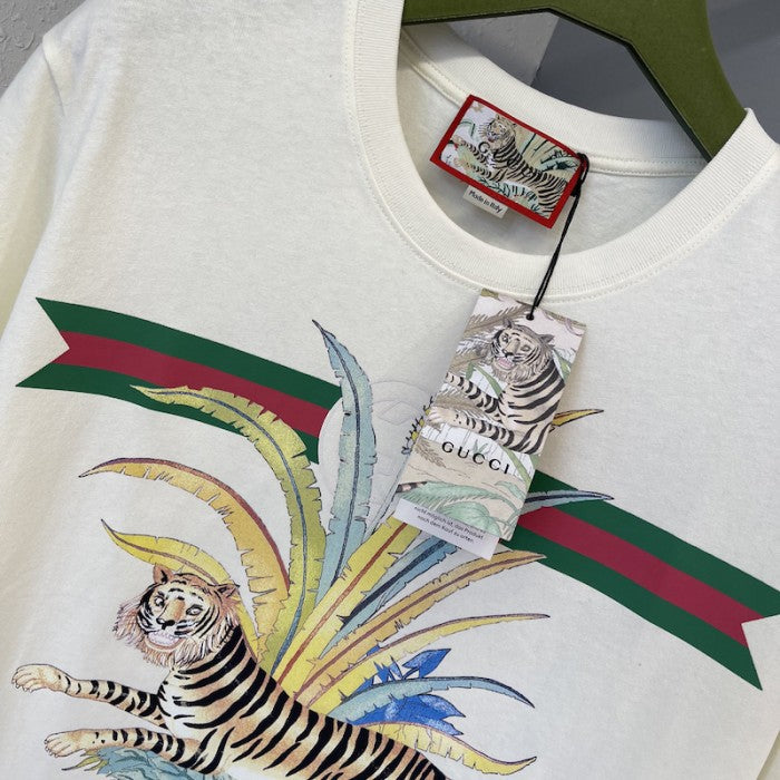 Gucci Tiger cotton T-shirt Off White