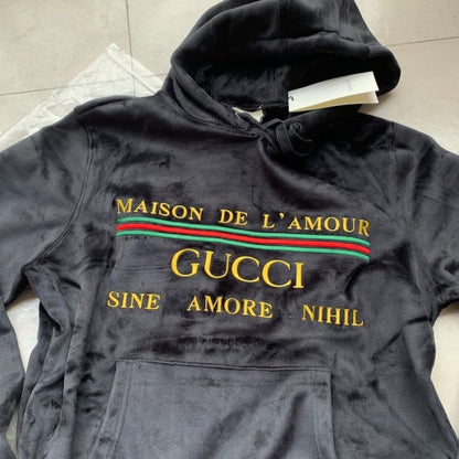 Gucci Velvet Logo Hoodies Black