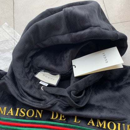 Gucci Velvet Logo Hoodies Black