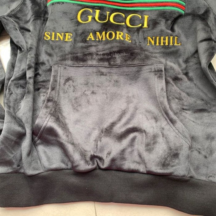 Gucci Velvet Logo Hoodies Black