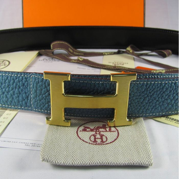 Hermes Reversible Togo Leather 38MM Belt Blue