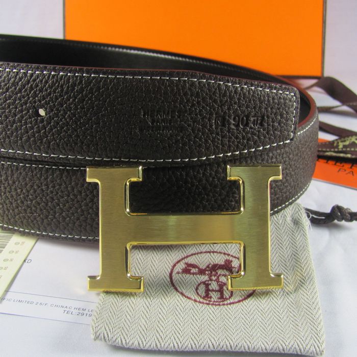 Hermes Reversible Togo Leather 38MM Belt Chocolate