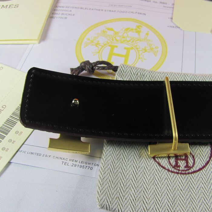 Hermes Reversible Togo Leather 38MM Belt Navy