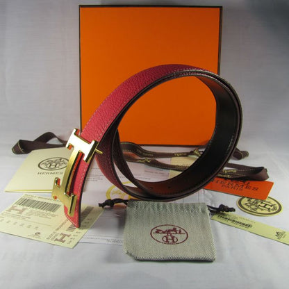 Hermes Reversible Togo Leather 38MM Belt Peach