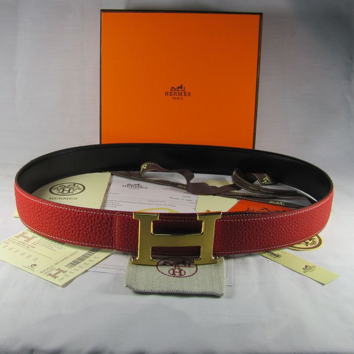 Hermes Reversible Togo Leather 38MM Belt Red