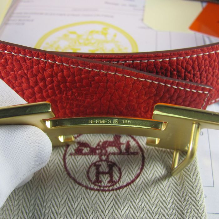 Hermes Reversible Togo Leather 38MM Belt Red