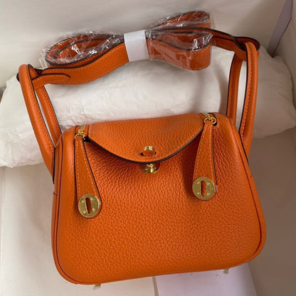 Hermes Mini Lindy Handmade Bag In Black Clemence Leather