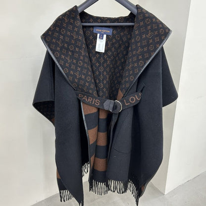 Louis Vuitton Hooded Cape Coat with Belt