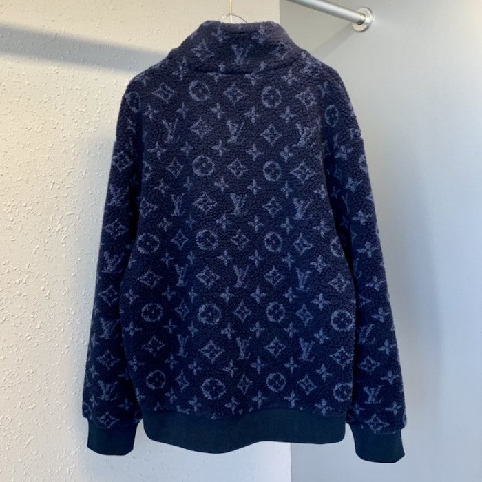 LV Monogram Teddy Jacquard Fleece Zip Jacket Navy