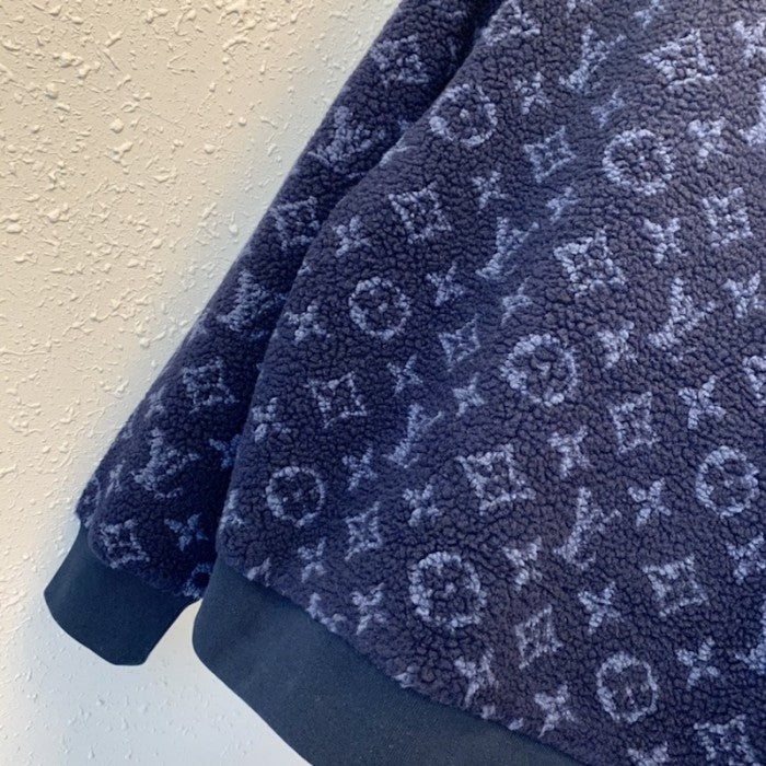 LV Monogram Teddy Jacquard Fleece Zip Jacket Navy