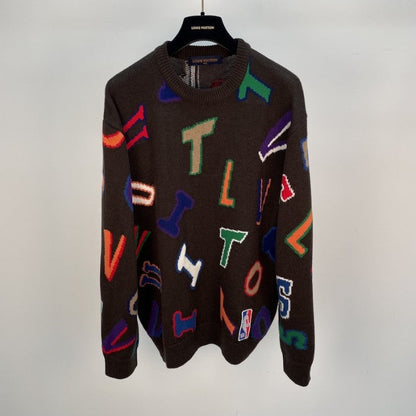 LV x NBA Letters Crewneck Sweater Black 1A8X0D