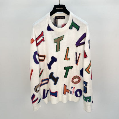 LV x NBA Letters Crewneck Sweater White 1A8X0K