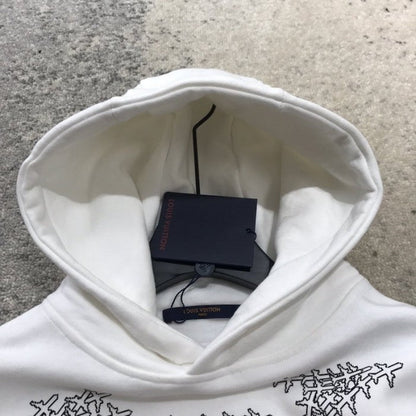 LV Planes Printed Hoodie White 1A5WBY