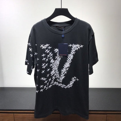 LV planes printed t shirt black