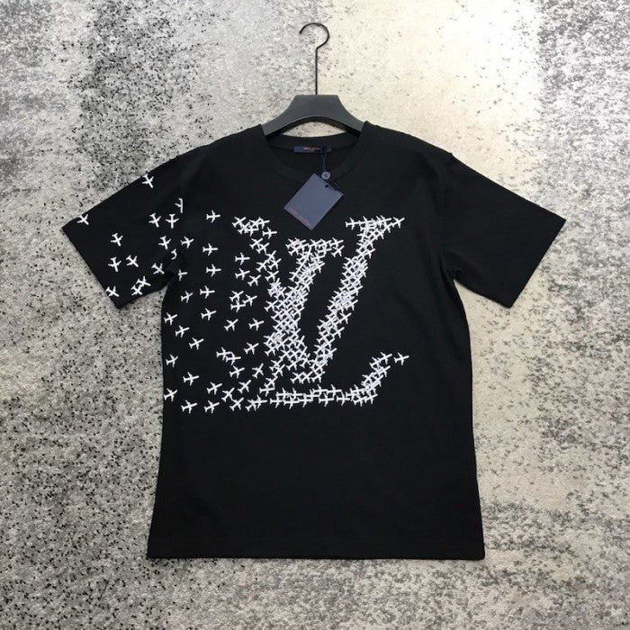 LV planes printed t shirt black