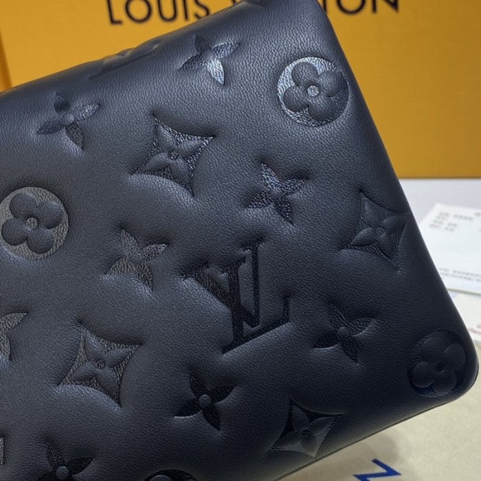 LV Monogram Embossed Pochette Coussin Black M80742