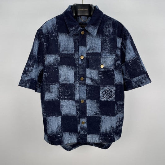 LV Short Sleeved Salt Print Denim Shirt 1A8WBC