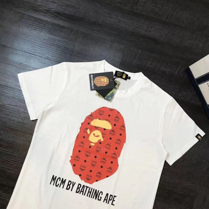 MCM x BAPE BY BATHING Tee White & Red