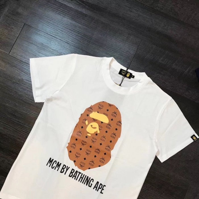 MCM x BAPE BY BATHING Tee White & Tan