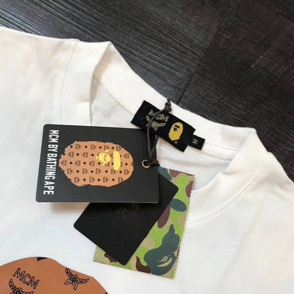 MCM x BAPE BY BATHING Tee White & Tan