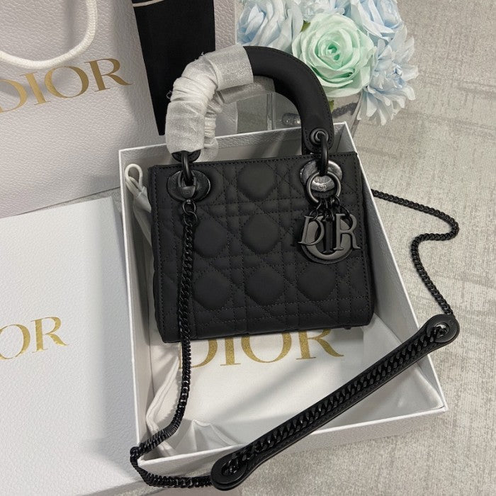 Mini Lady Dior Bag Black Ultramatte Cannage Calfskin