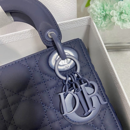 Mini Lady Dior Bag Blue Ultramatte Cannage Calfskin