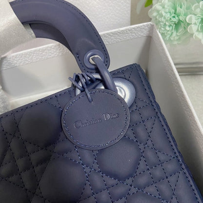 Mini Lady Dior Bag Blue Ultramatte Cannage Calfskin