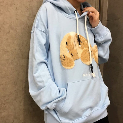 Palm Angels Bear Hoodies Blue