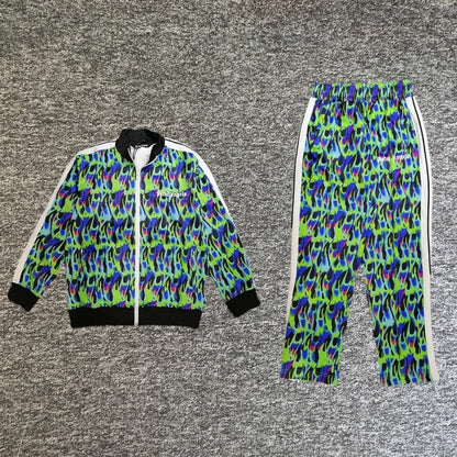 Palm Angels Burning Flames Track Jacket & Pants Tracksuit Blue