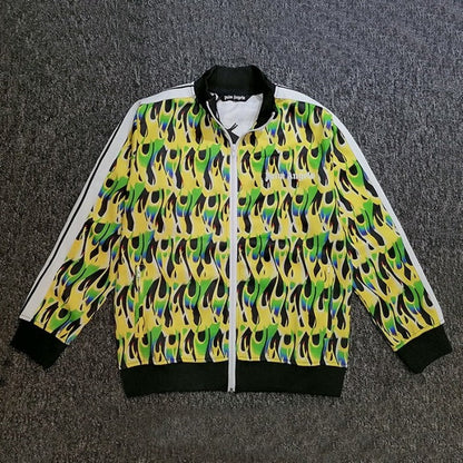 Palm Angels Burning Flames Track Jacket & Pants Tracksuit Green