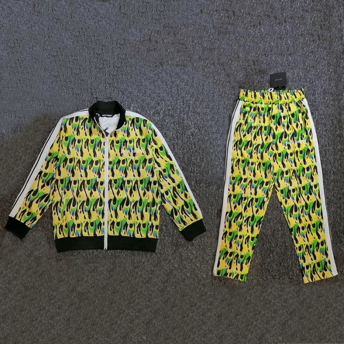 Palm Angels Burning Flames Track Jacket & Pants Tracksuit Green