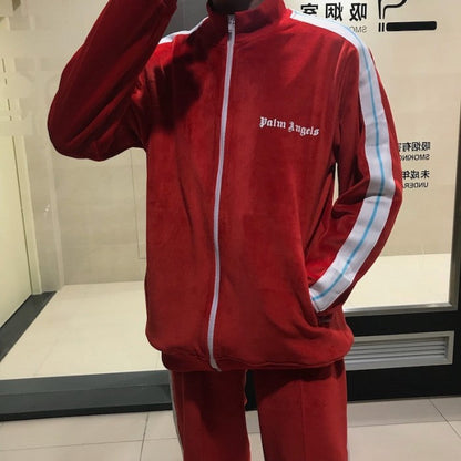 Palm Angels Classic Track Jacket & Pants Tracksuit Velvet Red