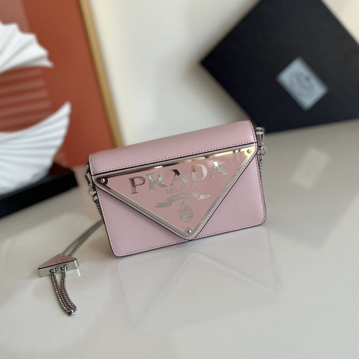 Prada Brushed leather shoulder bag Pink