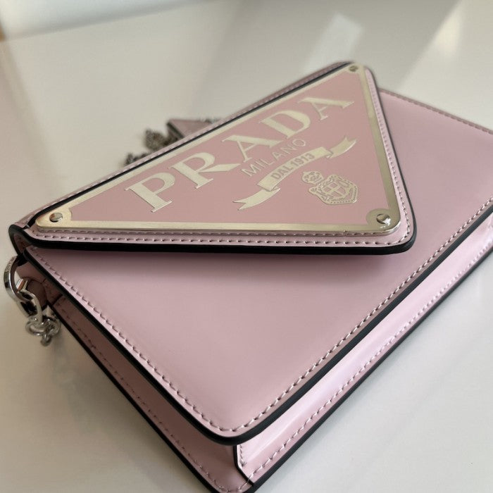 Prada Brushed leather shoulder bag Pink