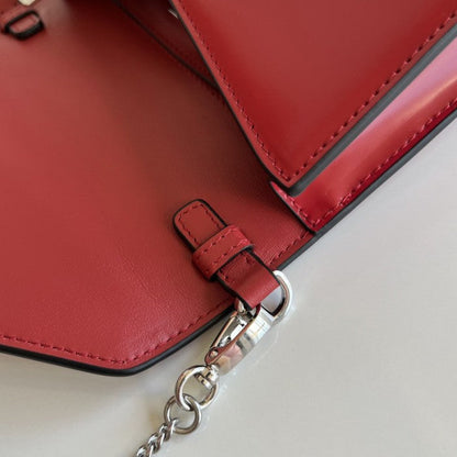 Prada Brushed leather shoulder bag Red