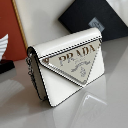 Prada Brushed leather shoulder bag White