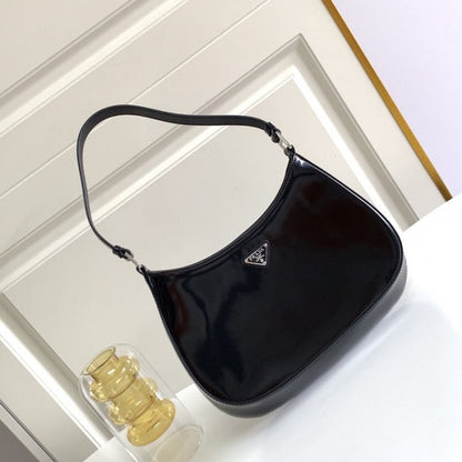 Prada Cleo brushed leather shoulder bag Black