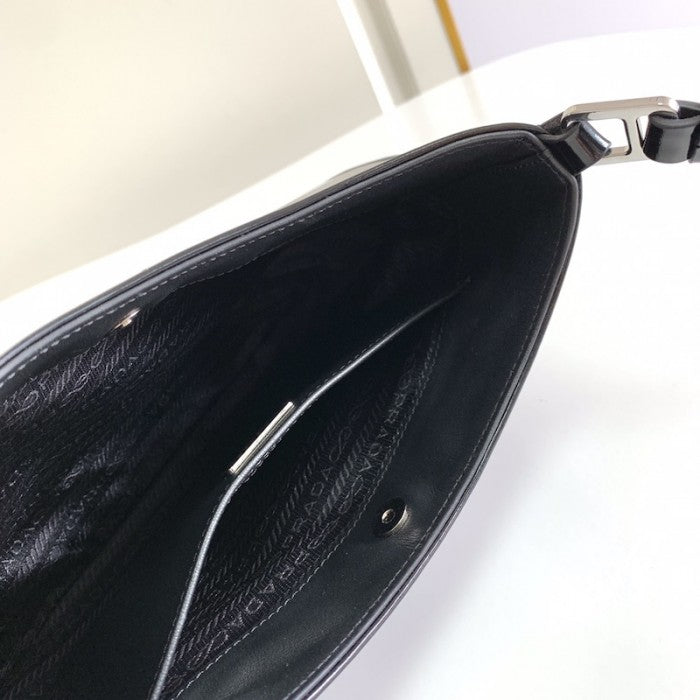 Prada Cleo brushed leather shoulder bag Black