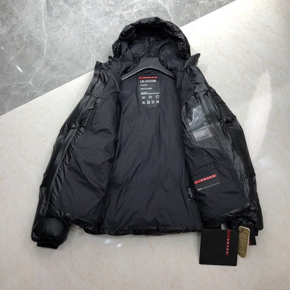 Prada Light Nylon hooded puffer jacket Black