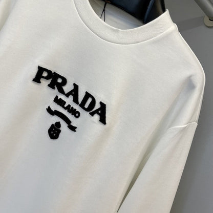 Prada Oversized cotton jersey logo sweatshirt White