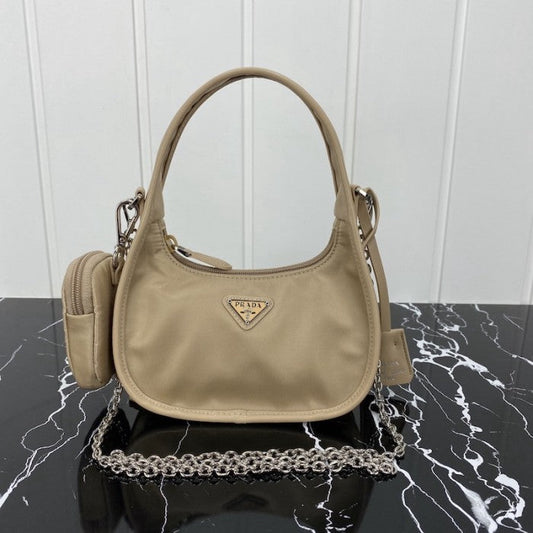 Prada Re-Edition 2005 nylon 3 in 1 shoulder bag beige