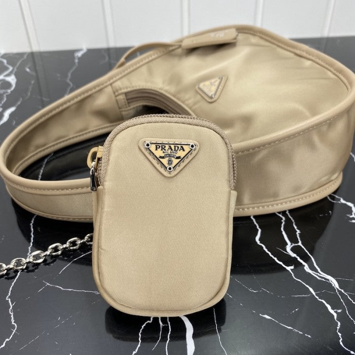 Prada Re-Edition 2005 nylon 3 in 1 shoulder bag beige