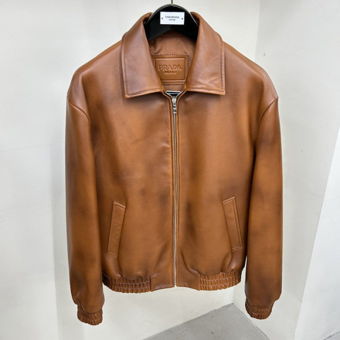 Prada Oversized nappa leather bomber jacket Caramel